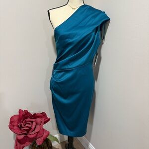 Jessica Howard Teal One-Shoulder Dress
